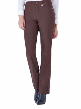 Simon Chang Denim Tummy Control Micro Twill Stretch Dress Pants - brown